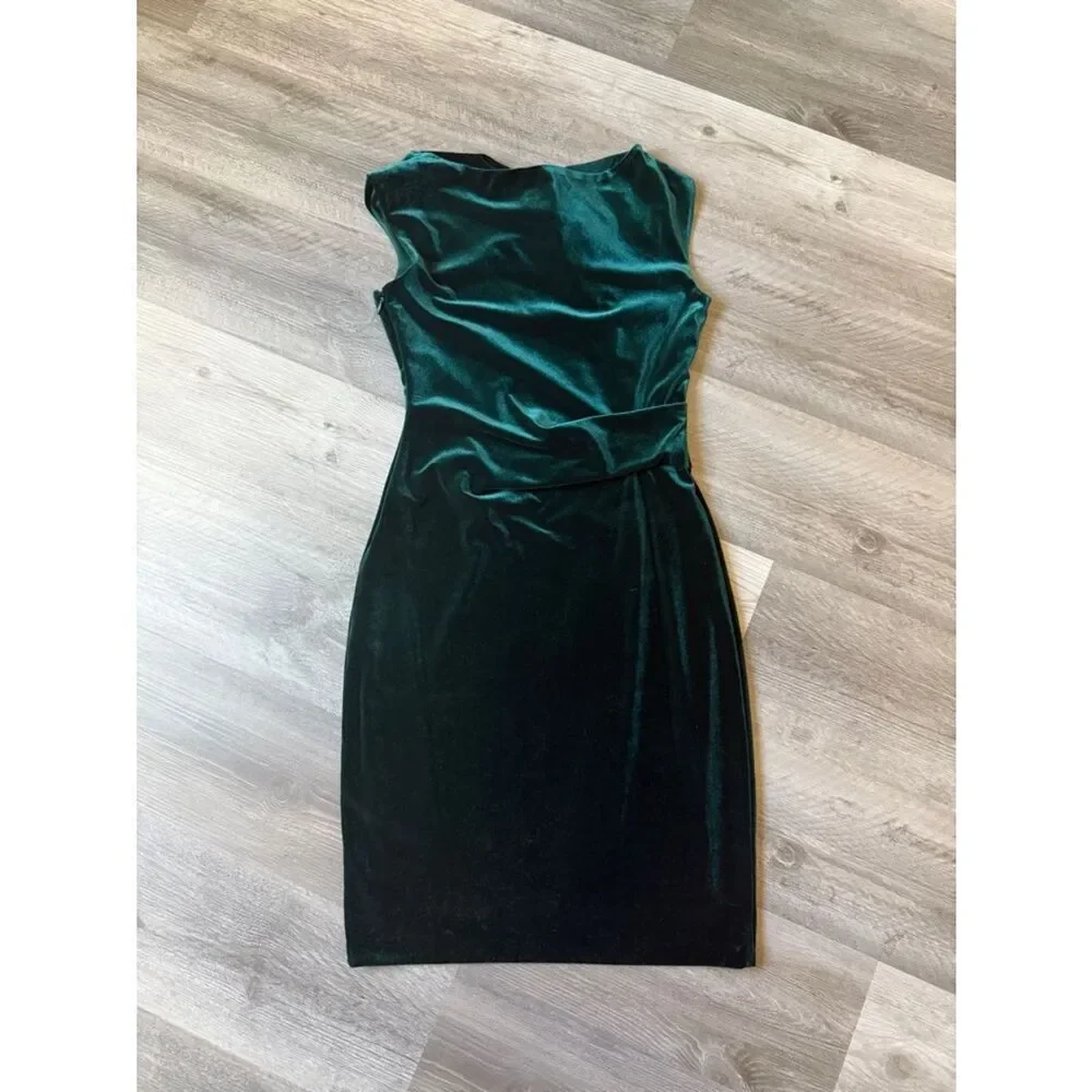 Vince Camuto Velvet Ruched Cocktail Dress Cowl Neck 6 Party